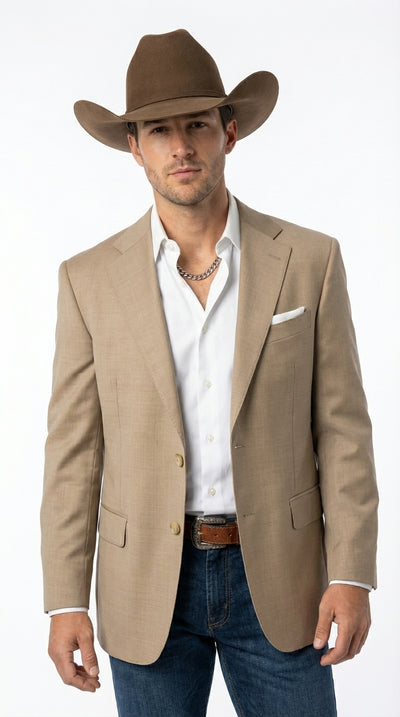 Mens Dark Tan Cowboy Western Blazer β Classic Western Style Sport Coat Casual Formal Jacket for Business Wedding Modern Fit