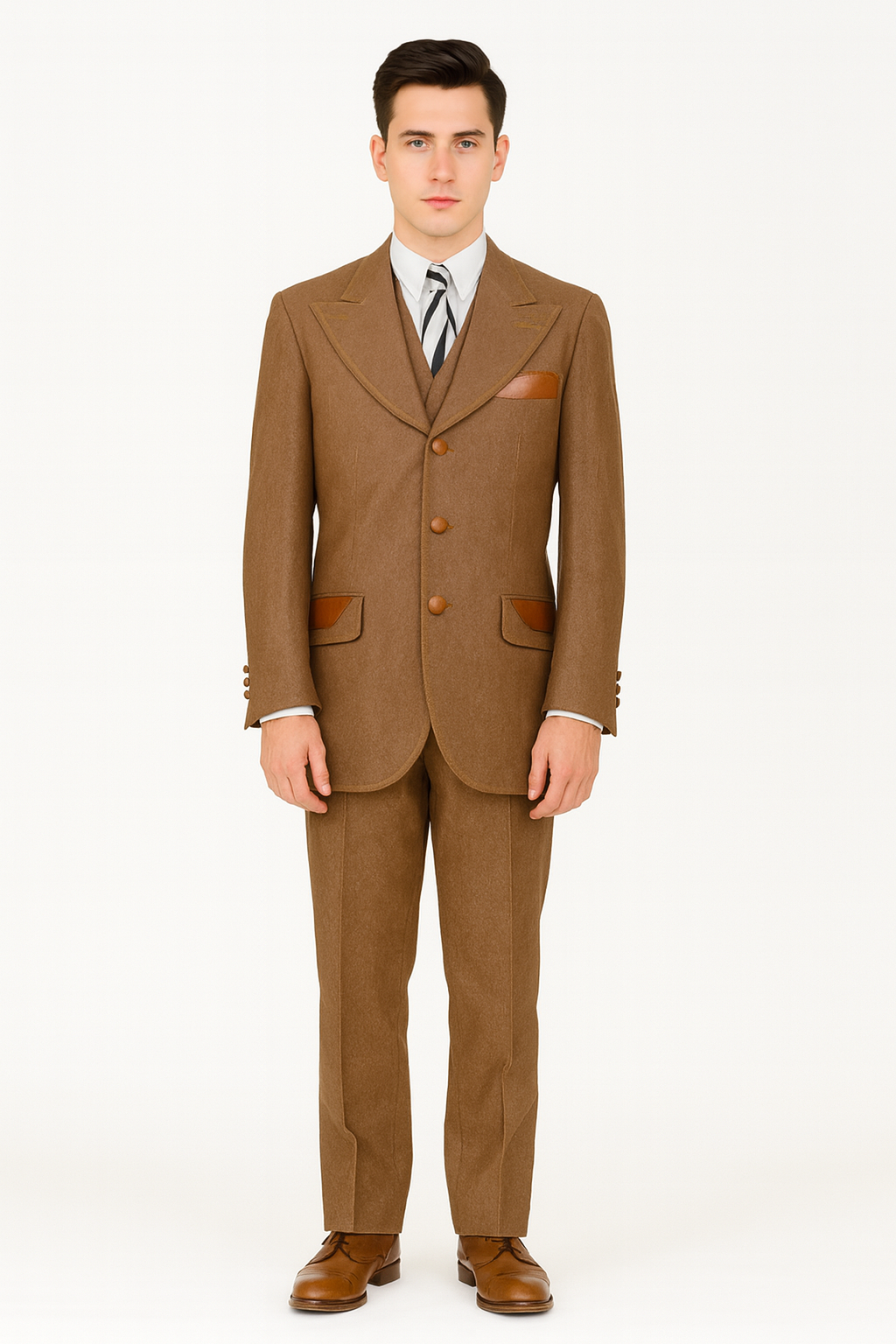 Denim 3-Piece Cotton Vested Suit