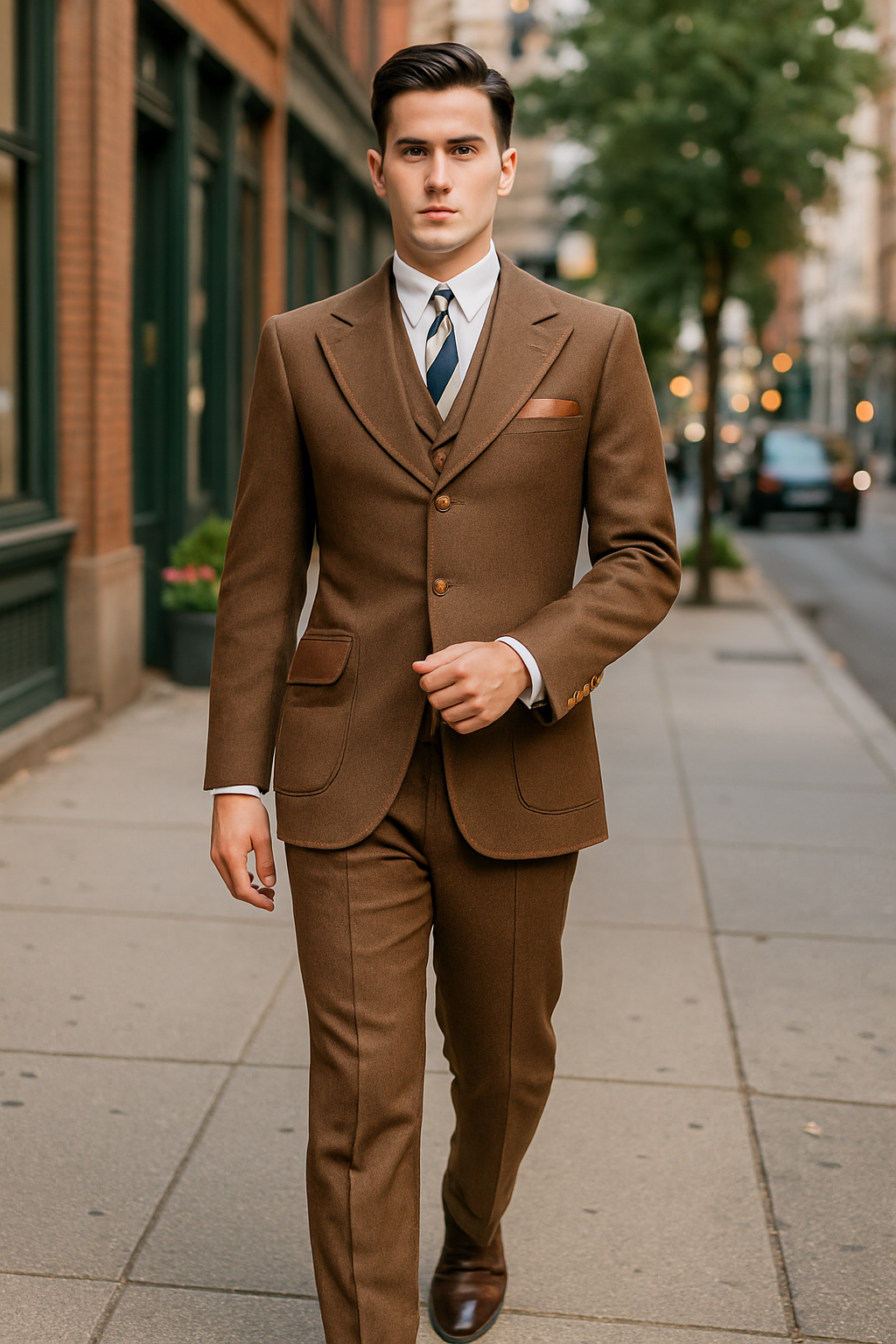 Denim 3-Piece Cotton Vested Suit