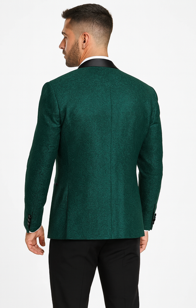 Premium Hunter Green Wedding Tuxedo for Men β Vested Floral Lace Style