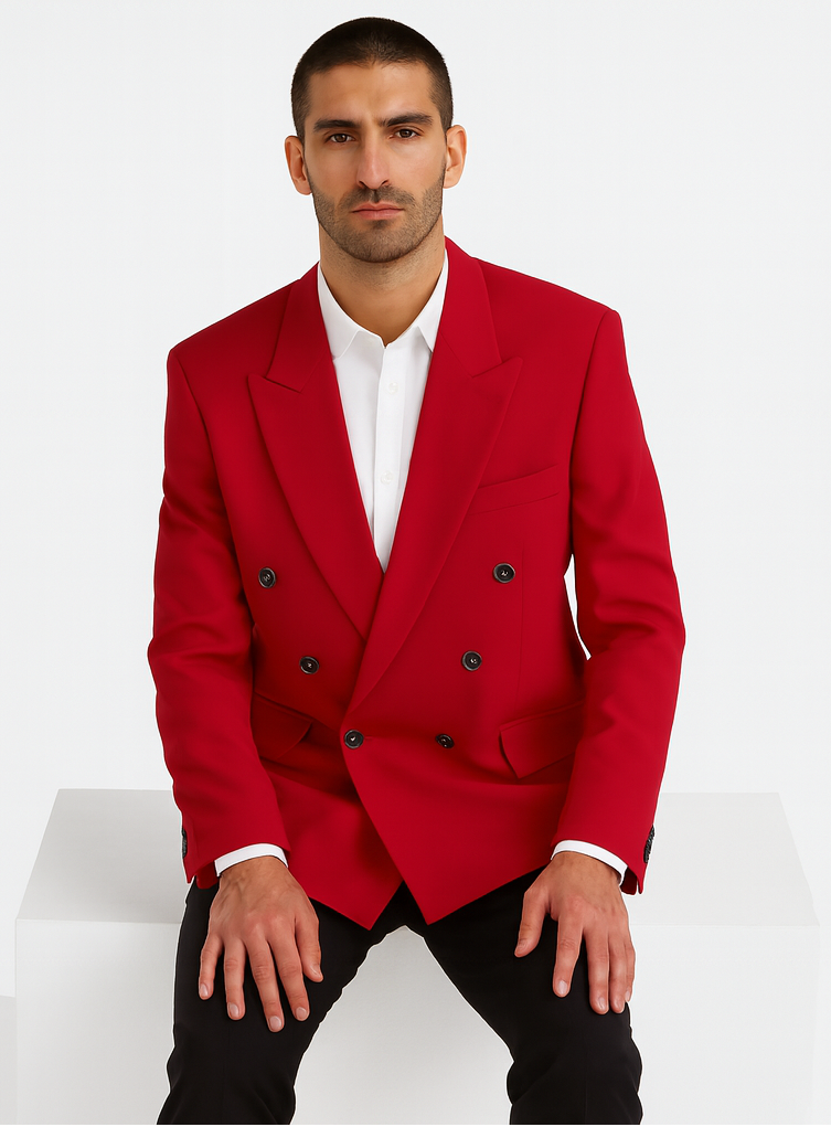 Men's RED Double Breasted Cheap Priced Blazer Jacket For Men JACKET