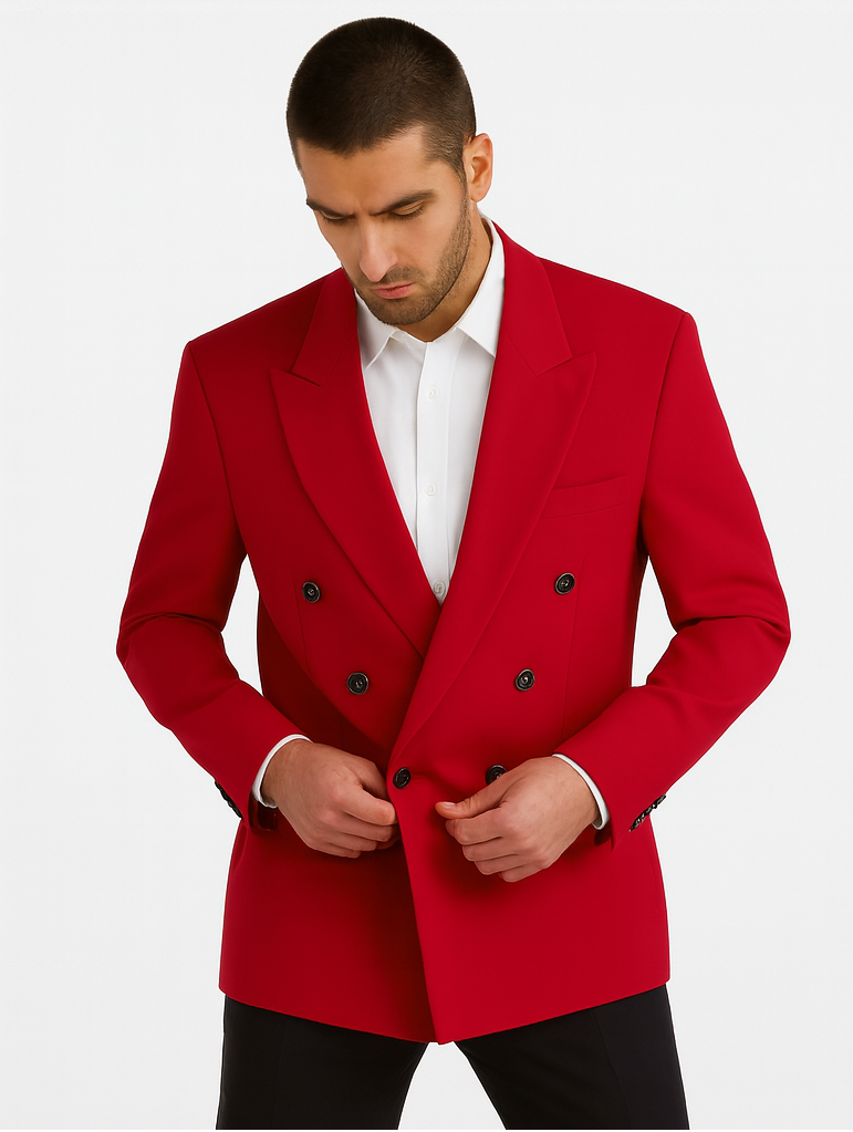 Men's RED Double Breasted Cheap Priced Blazer Jacket For Men JACKET