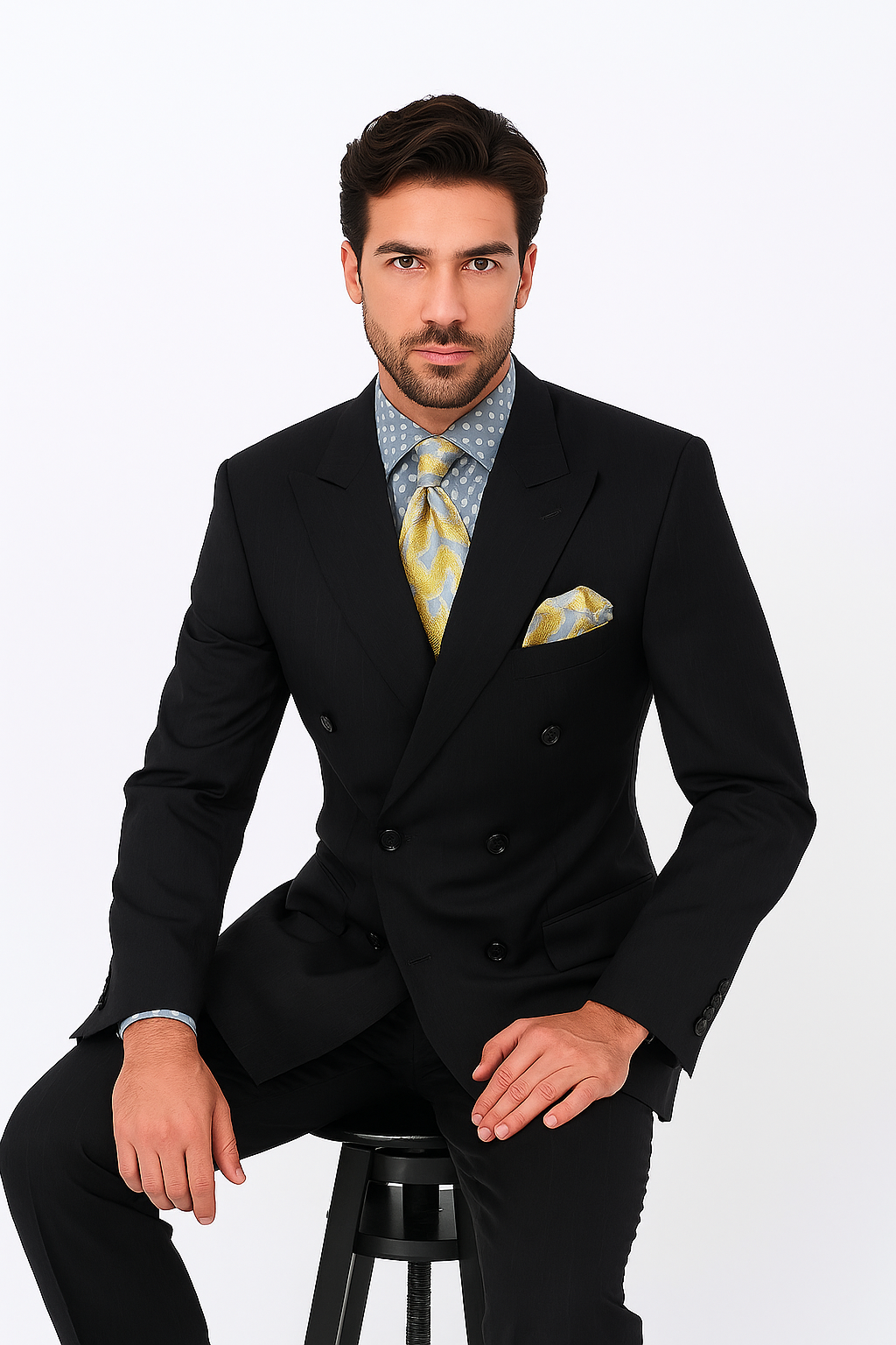 Men's Double Breasted Suits Men's Black Suit Peak Lapel