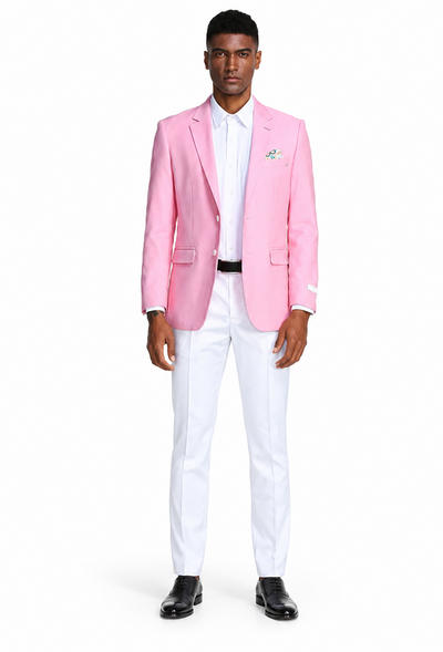 Mens Easter Suit - Jacket and Pants in Summer Color Pink Modern Fit Lightweight