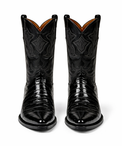 Mens Eel Cowboy Boot - "Black" Boot