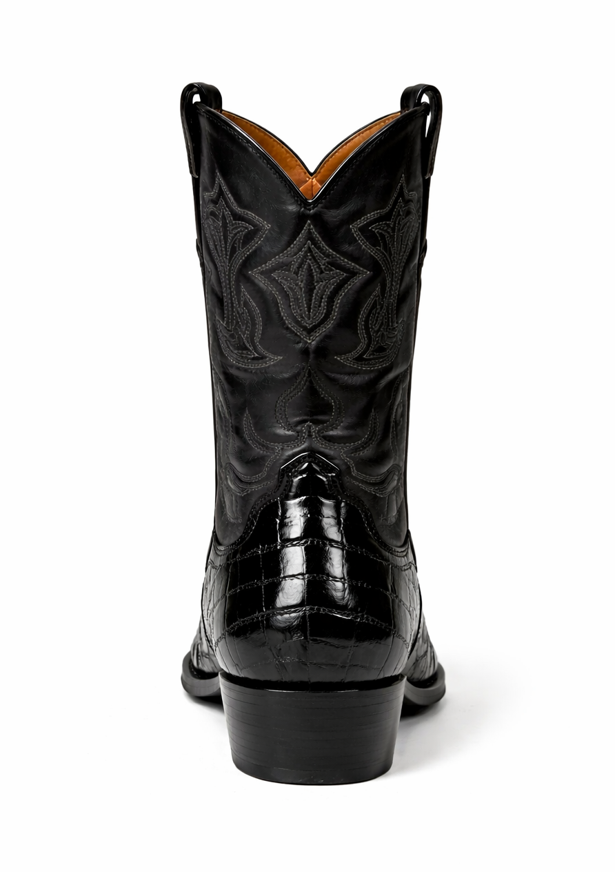 Mens Eel Cowboy Boot - "Black" Boot