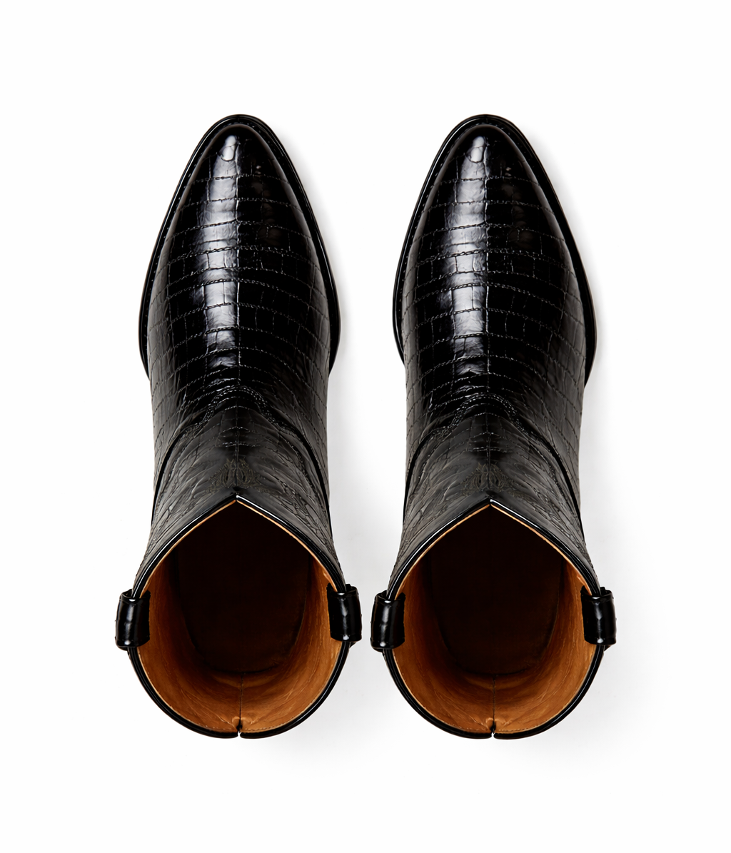 Mens Eel Cowboy Boot - "Black" Boot