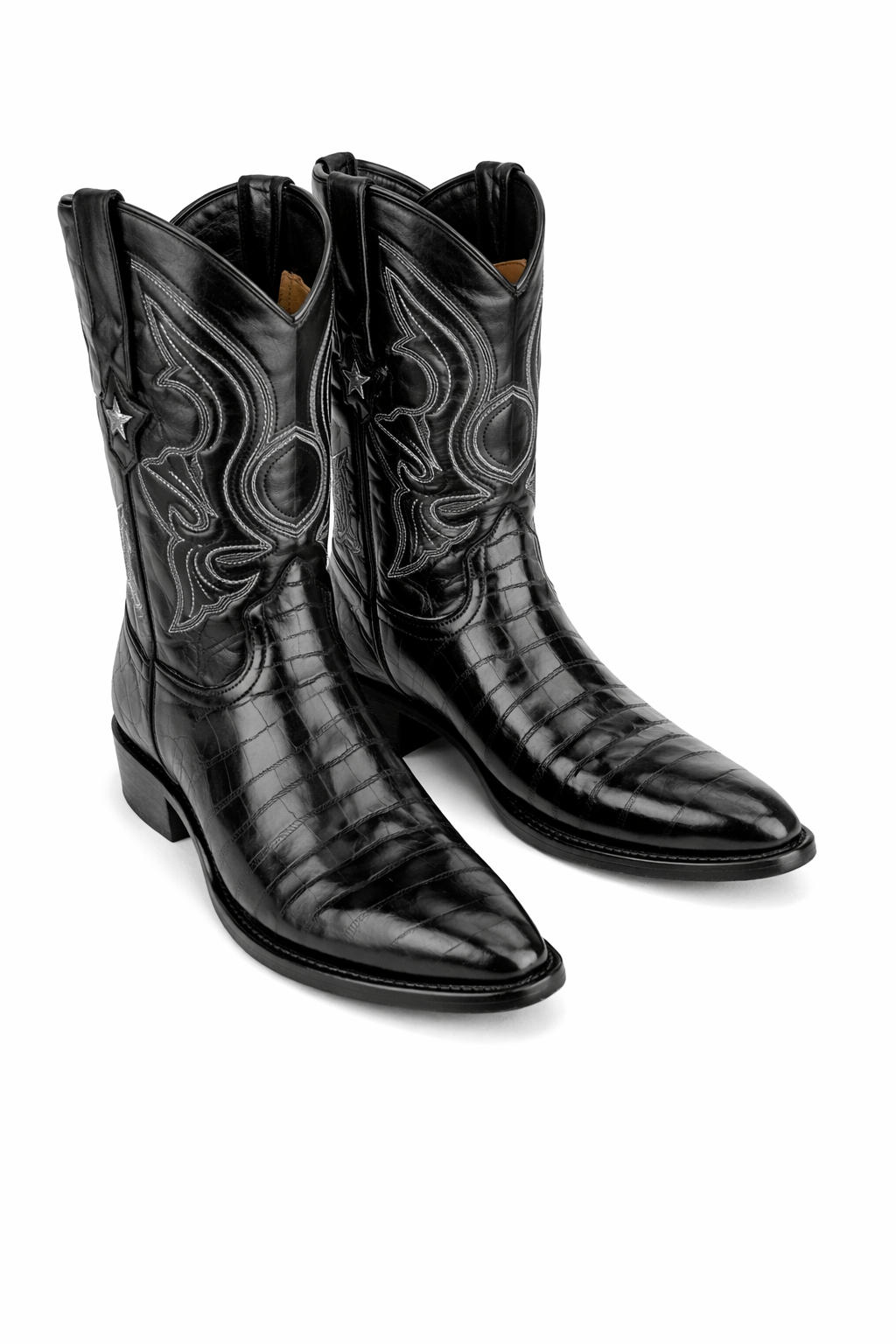 Mens Eel Cowboy Boot - "Black" Boot