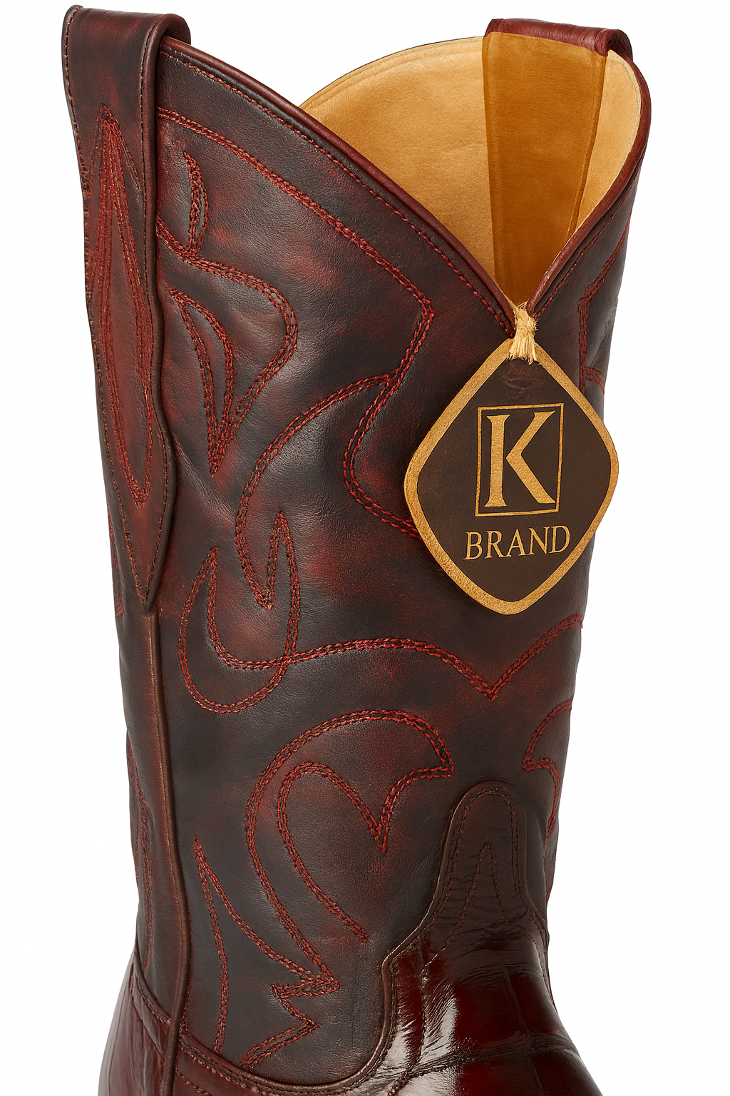 Mens Eel Cowboy Boot - "Burgundy" Boot
