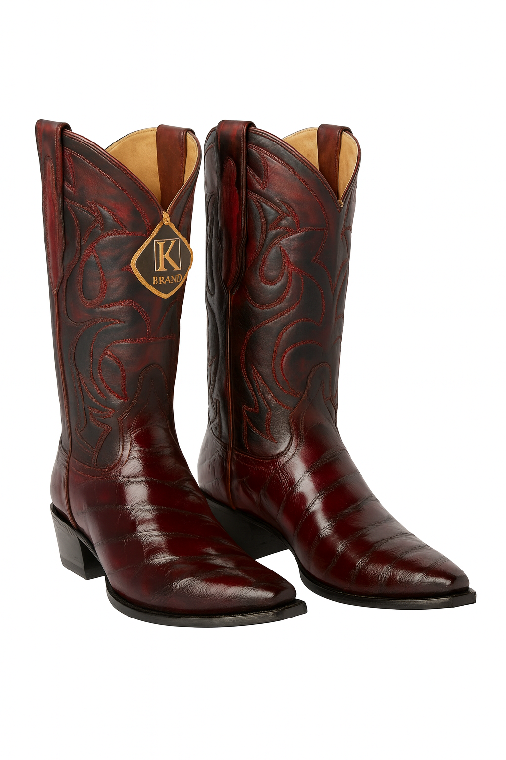 Mens Eel Cowboy Boot - "Burgundy" Boot
