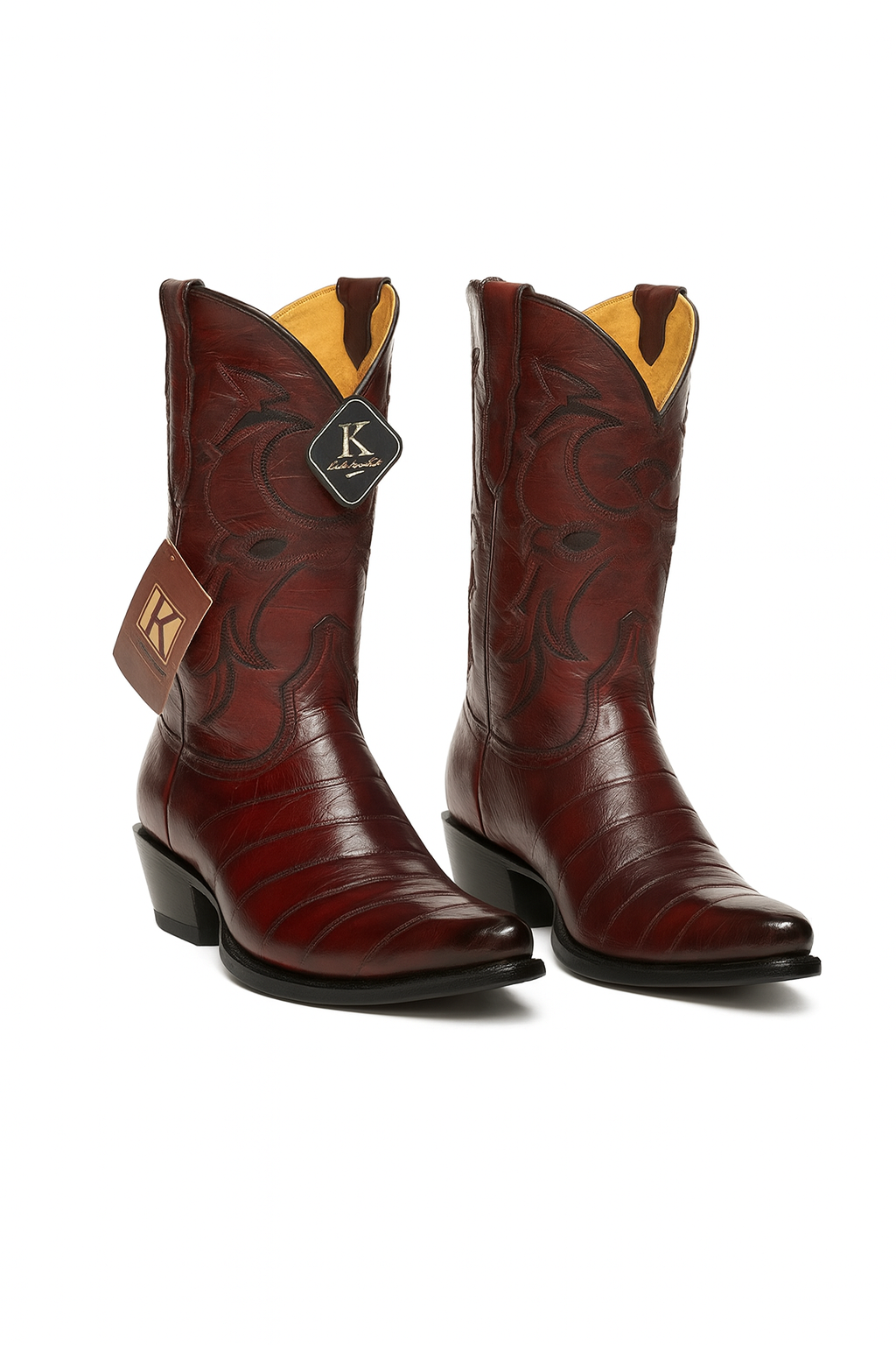 Mens Eel Cowboy Boot - "Burgundy" Boot