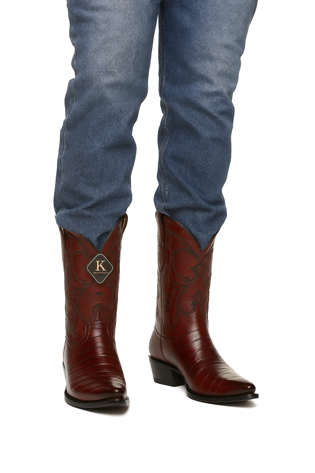 Mens Eel Cowboy Boot - "Burgundy" Boot