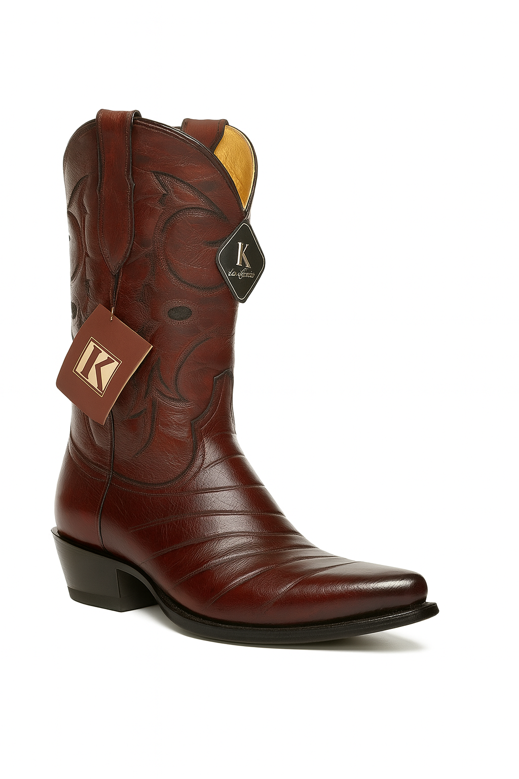 Mens Eel Cowboy Boot - "Burgundy" Boot