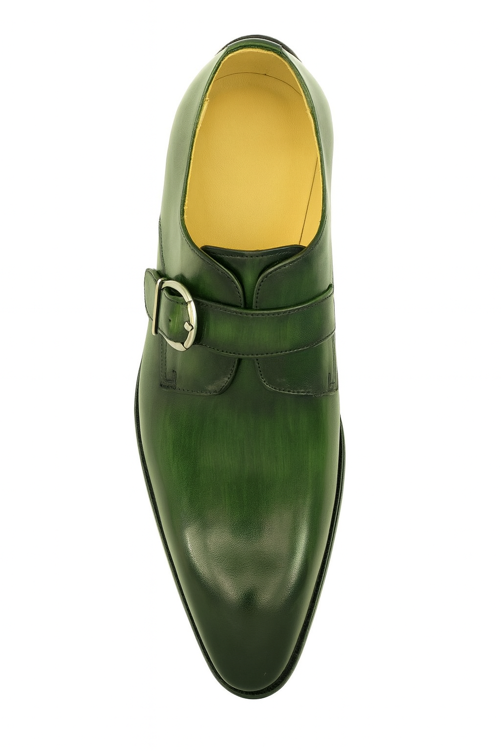 Mens Carrucci Classic Leather Fade Single D-Buckle Monk Strap Dress Shoe in Chestnut