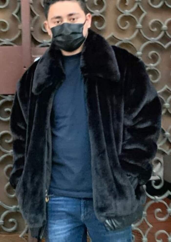 Faux Fur Fuzzy Black Jacket for Men