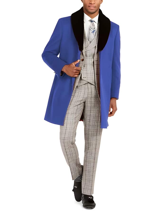 Men's Faux-Fur Shawl Collar Overcoat