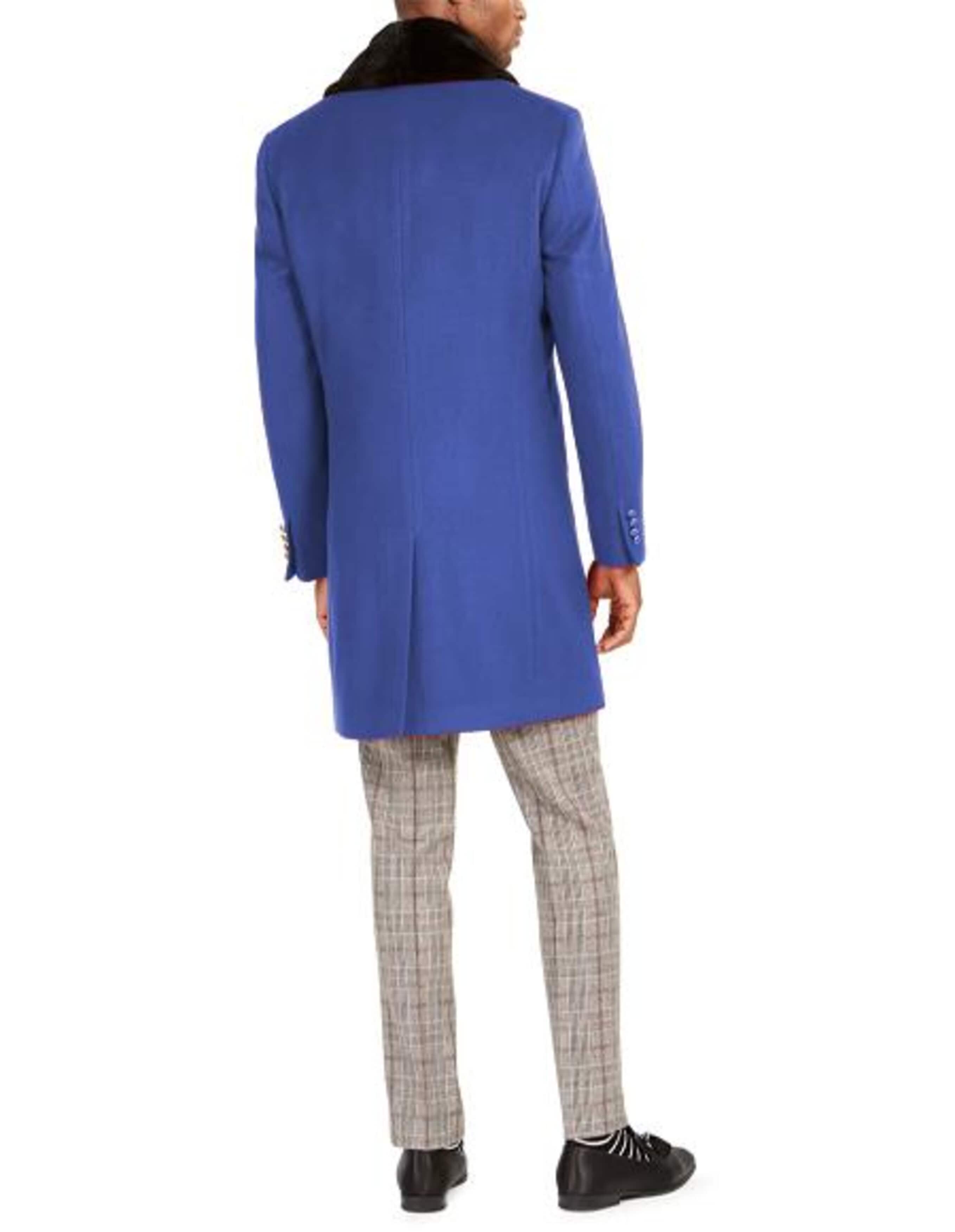 Men's Faux-Fur Shawl Collar Overcoat