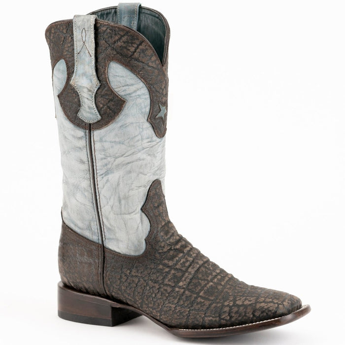 Men's Los Altos Wide Square Toe Crazy Leather Boots - Brown