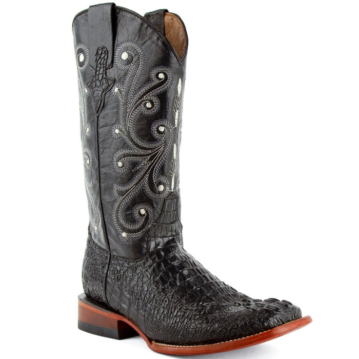 Ferrini Caiman Print Black Boots for Men