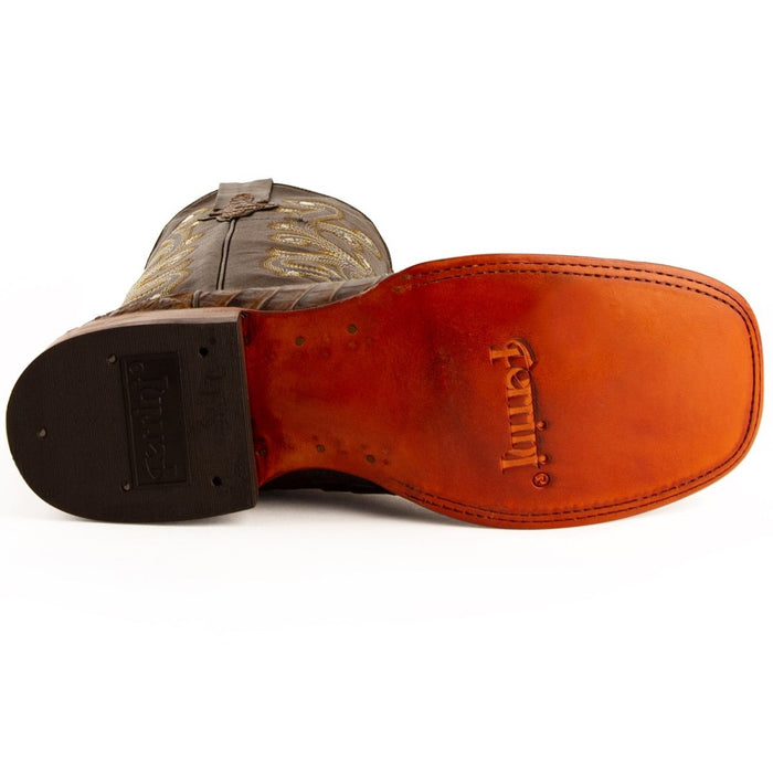 Ferrini Caiman Crocodile Print Boots Handcrafted Rust