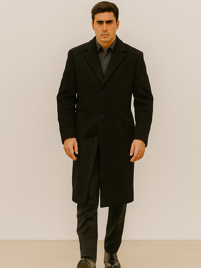 Men's Full Length Long Men's Dress Topcoat - Winter coat in Cashmere Blend