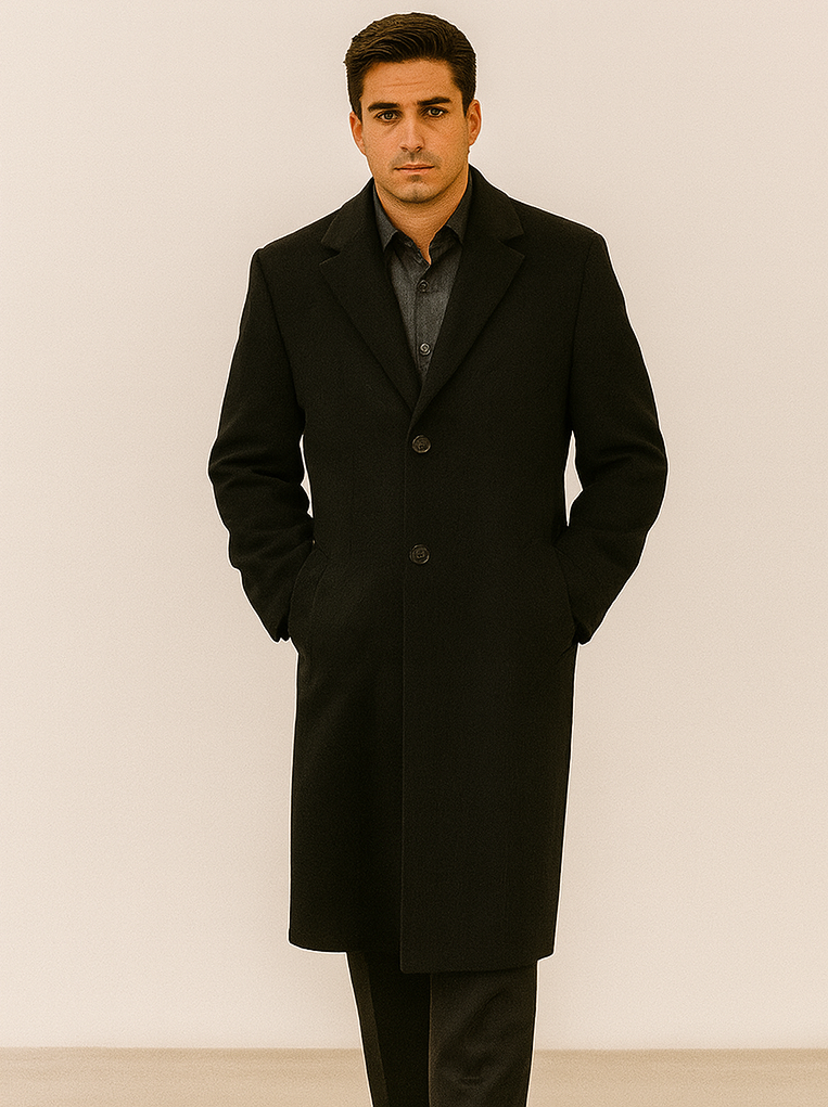 Men's Full Length Long Men's Dress Topcoat - Winter coat in Cashmere Blend