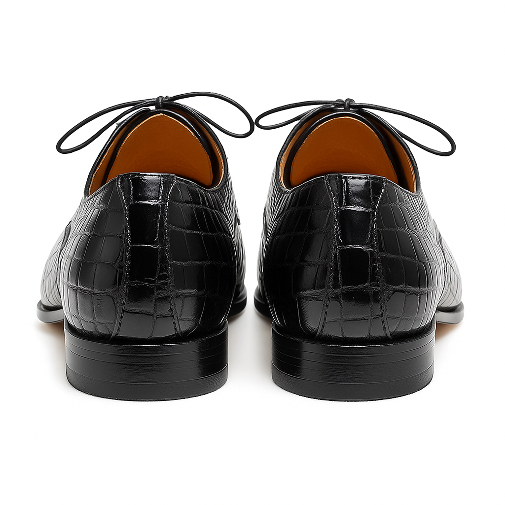 Men's Black Alligator Derby Lace-Ups by Mezlan