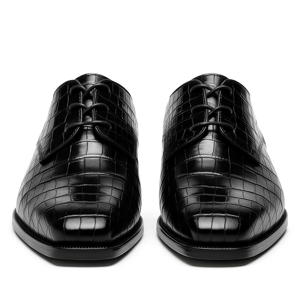 Men's Black Alligator Derby Lace-Ups by Mezlan