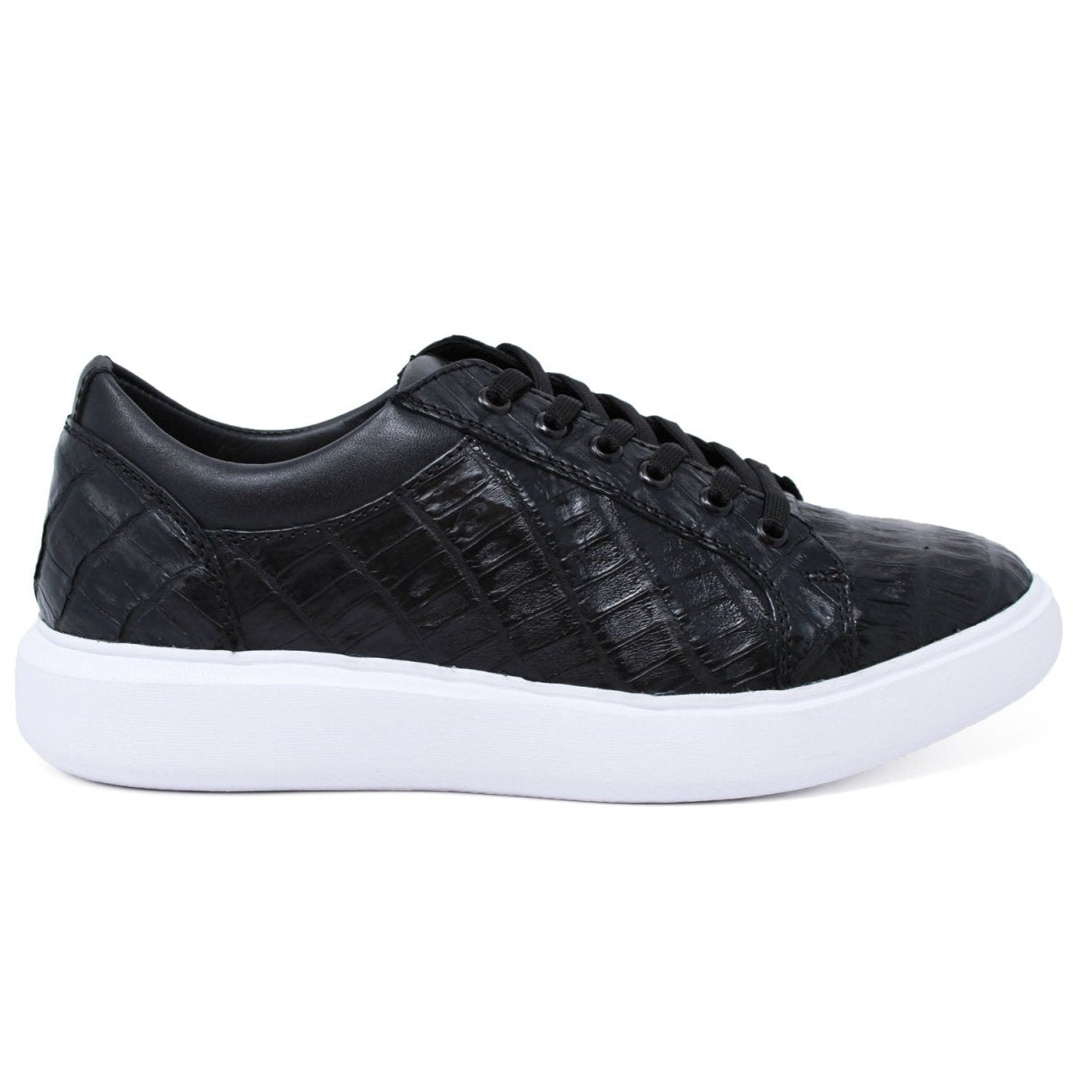 Genuine Caiman Belly Sneakers for Men - Black