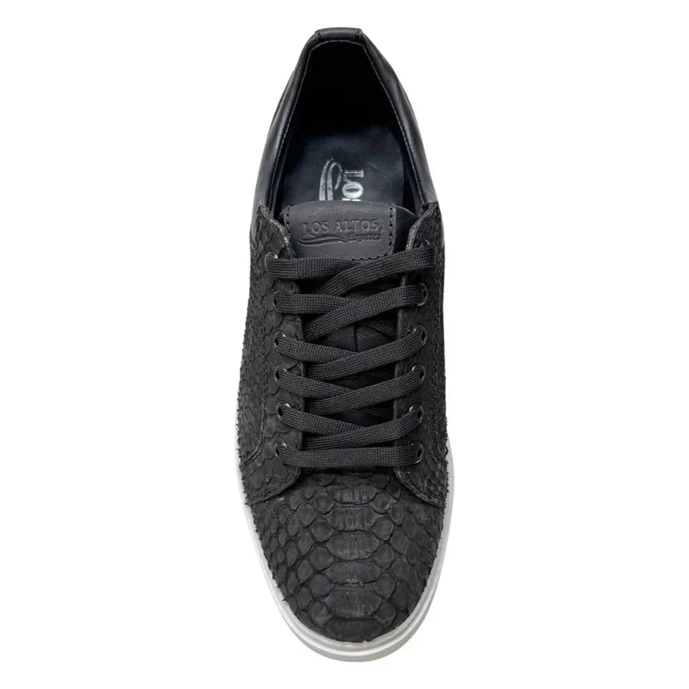 Men's Black Python Skin Low Top Sneakers
