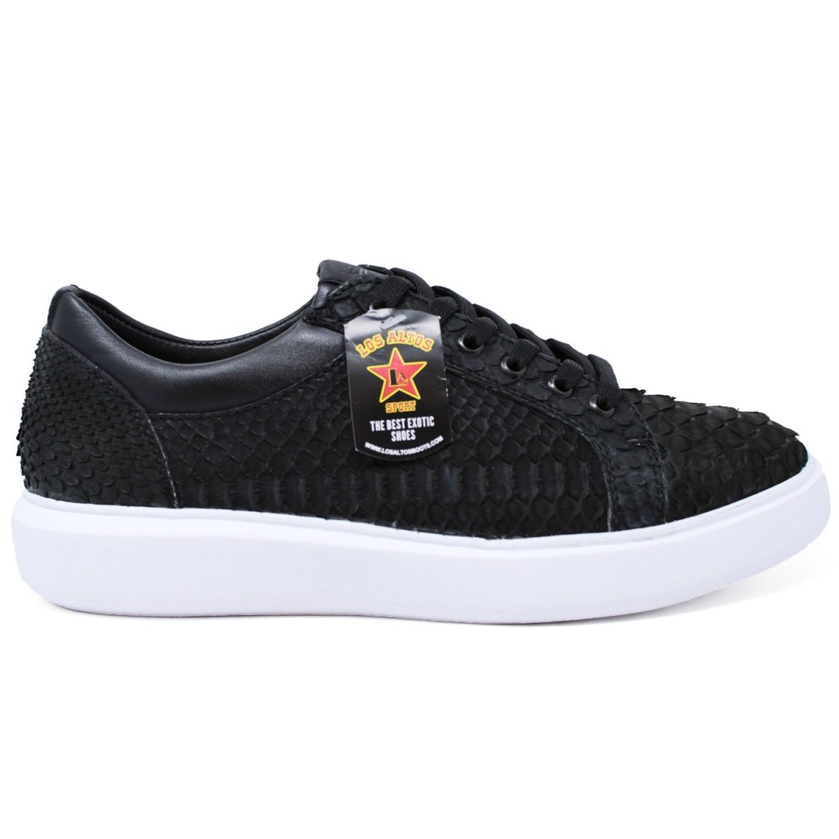 Men's Black Python Skin Low Top Sneakers