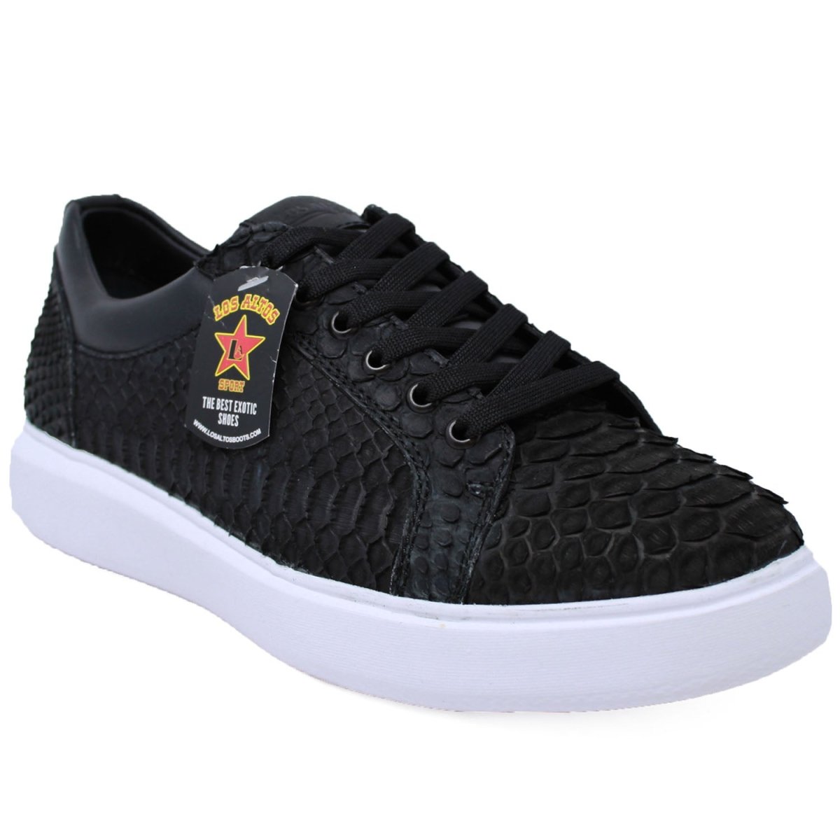 Men's Black Python Skin Low Top Sneakers