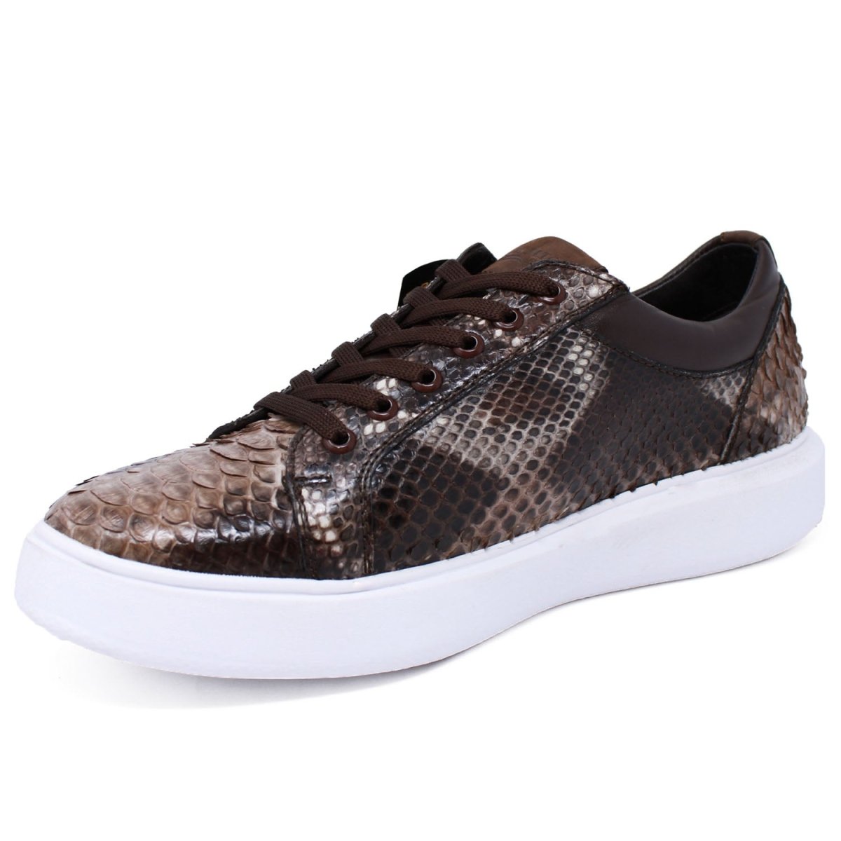 Men's Genuine Python Skin Sneakers Rustic Brown