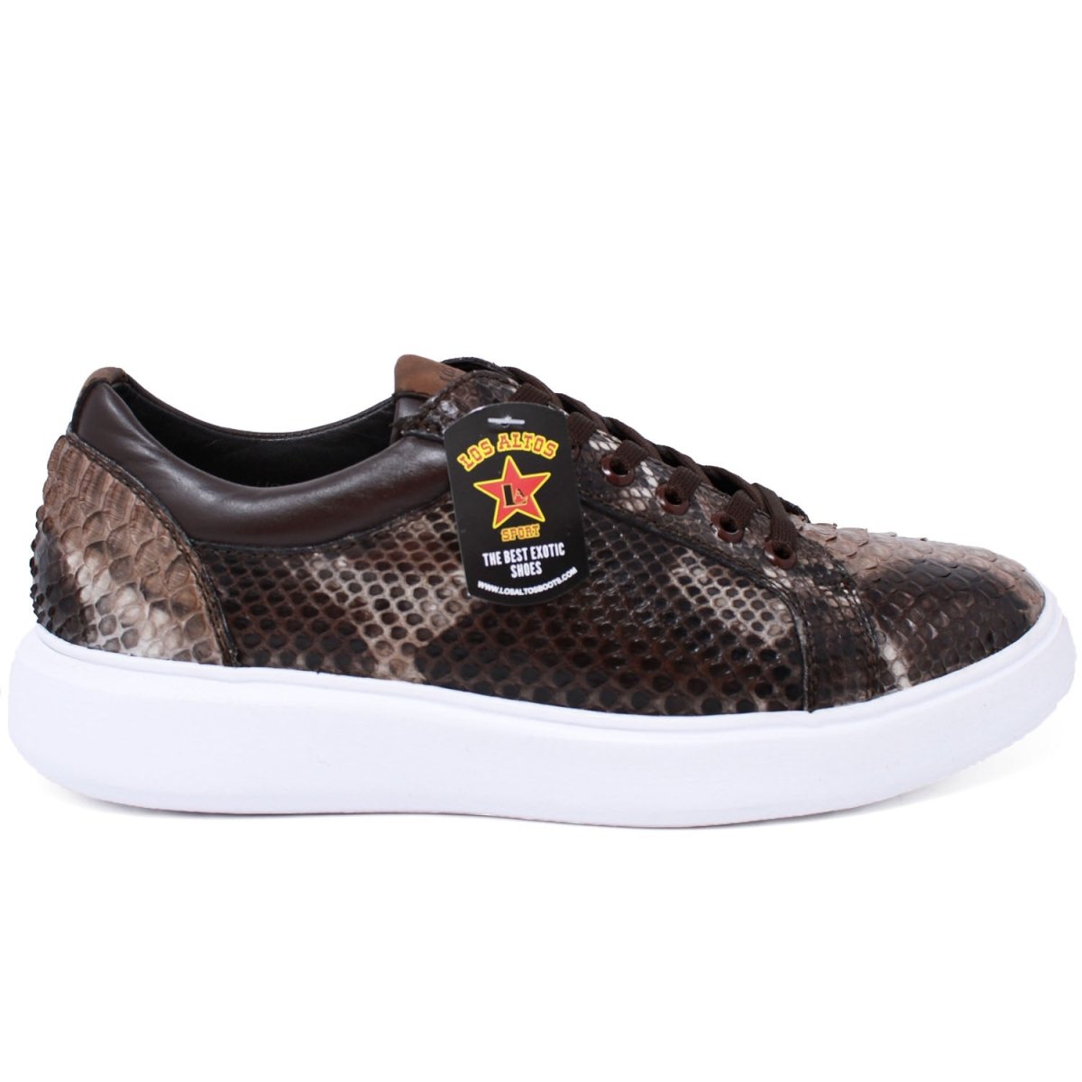 Men's Genuine Python Skin Sneakers Rustic Brown