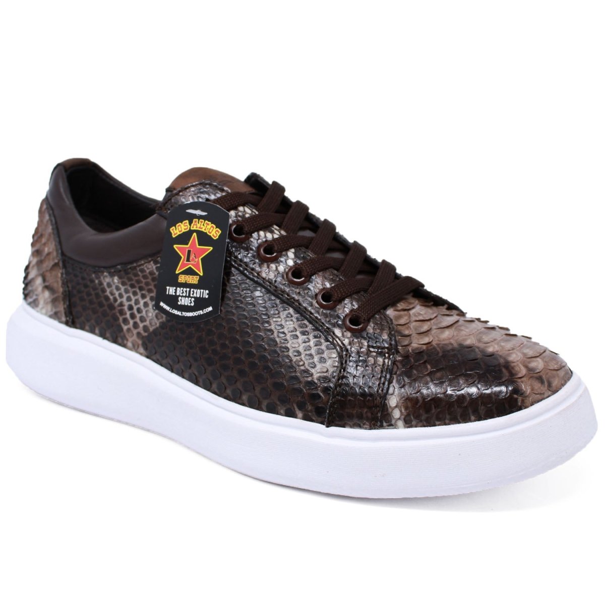 Men's Genuine Python Skin Sneakers Rustic Brown