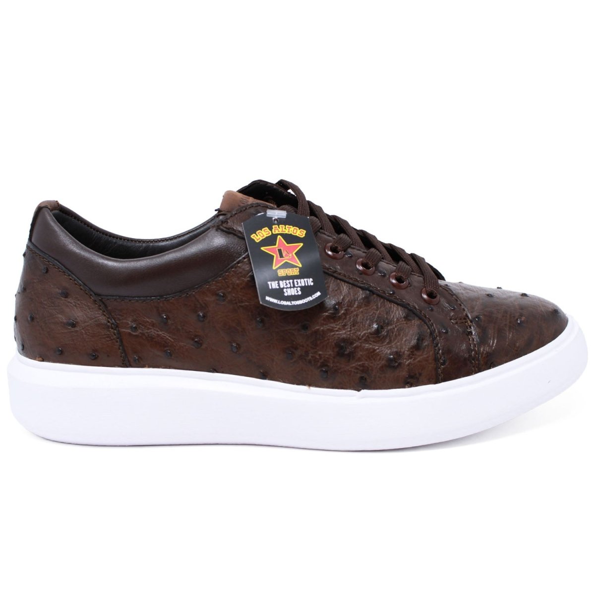 Men's Ostrich Leather Brown Sneakers