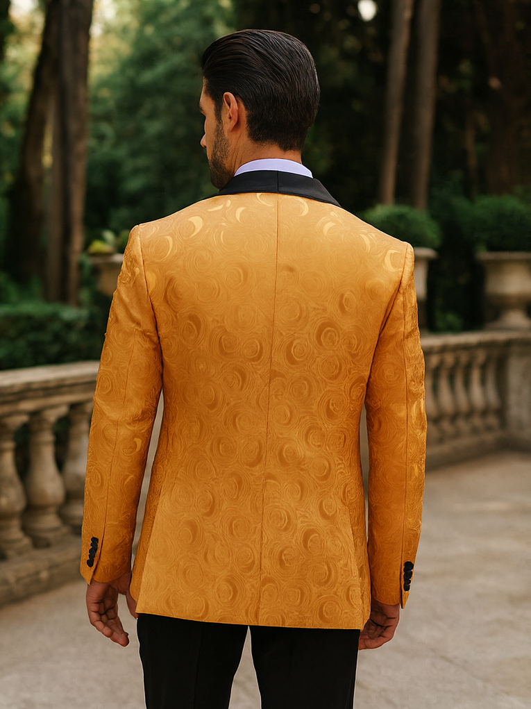 Gold Tuxedo Jacket with Black Shawl Lapel
