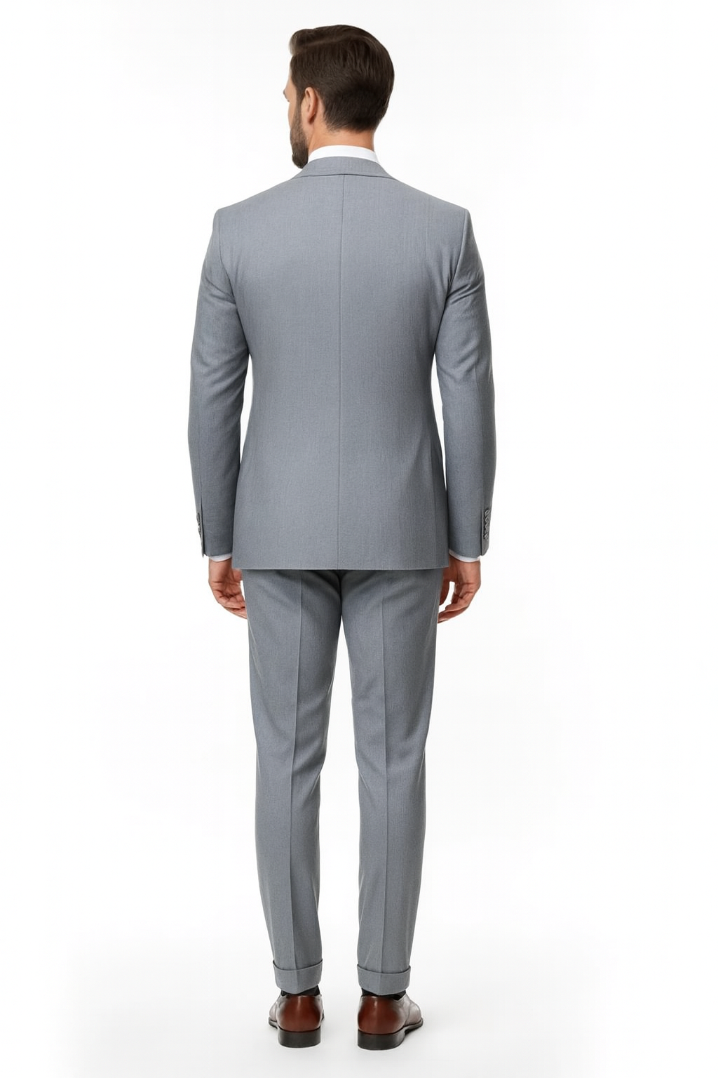 Mens Grey Tone on Tone Double-Breasted Suit – Classic Slim Fit 2 Piece Formal Business Gray Shadow Stripe