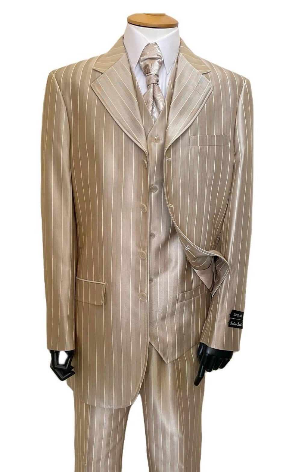 Shiny Gold Champaign Harlem Gangster Suit 1920s