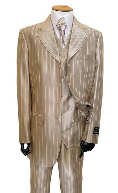 Shiny Gold Champaign Harlem Gangster Suit 1920s