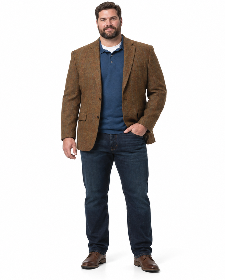 Mens Harris Tweed Jacket in Rust