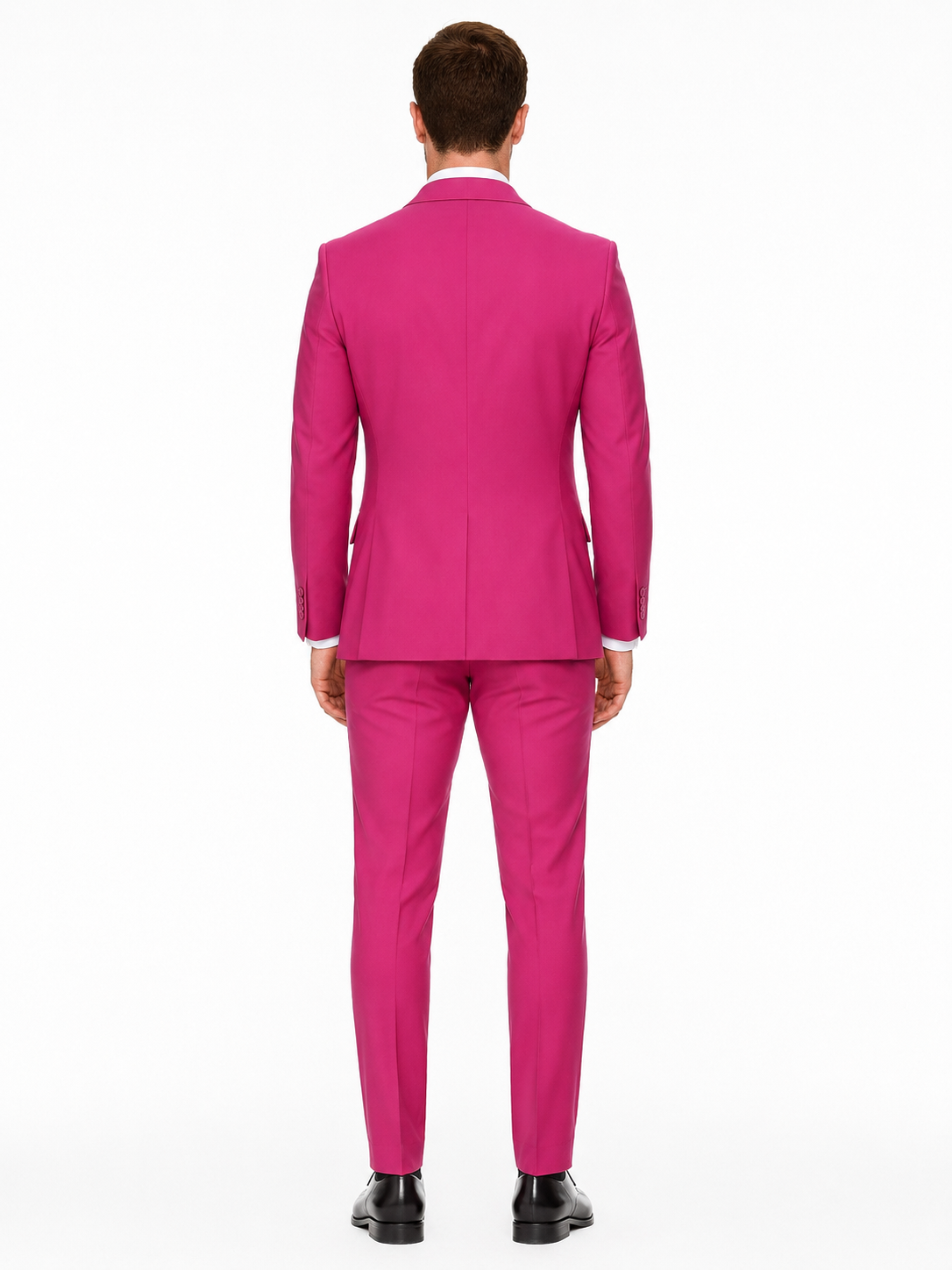 Mens Hot Pink Tuxedo Dinner Jacket + Pants with Shawl Lapel – Slim Fit 2-Piece Suit for Weddings, Proms Suit in Fuchsia Colors