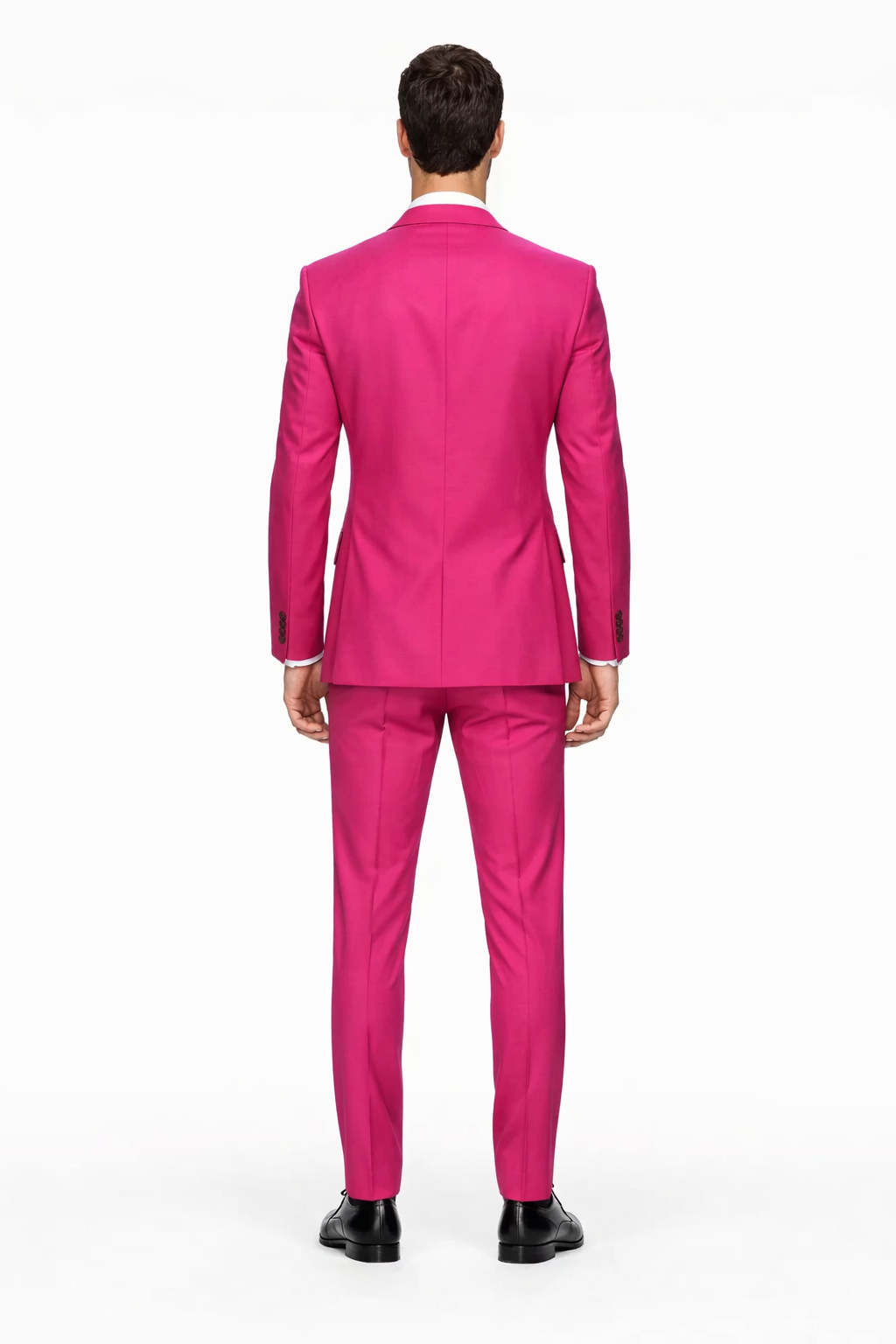 Mens Hot Pink Tuxedo Dinner Jacket + Pants with Shawl Lapel – Slim Fit 2-Piece Suit for Weddings, Proms Suit in Fuchsia Colors