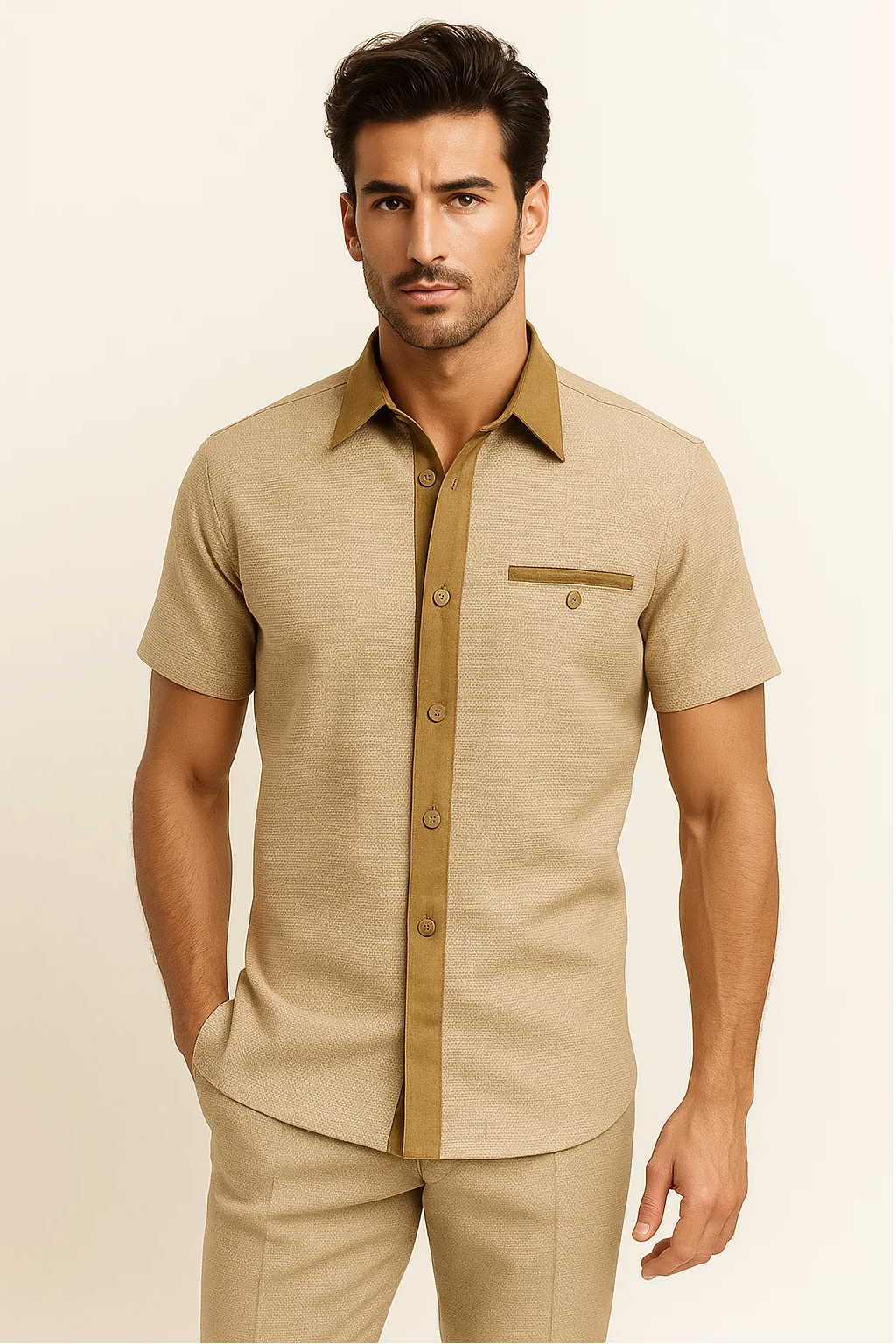 Camel Houndstooth 2-Piece Walking Suit by Zacchi