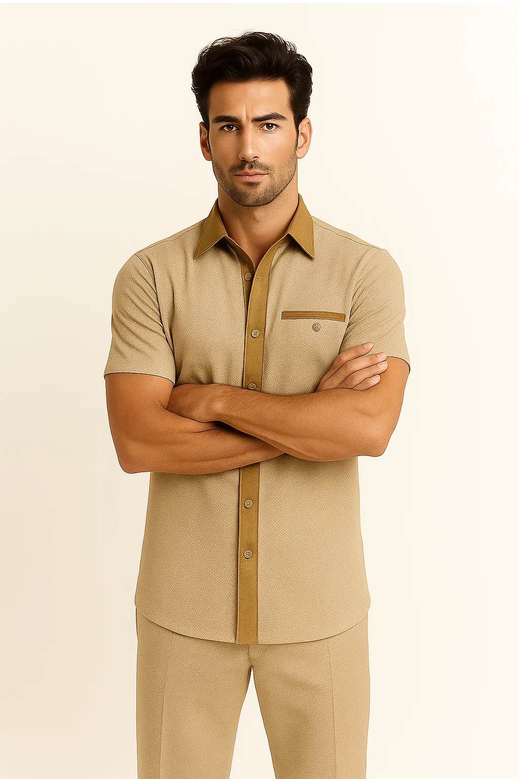 Camel Houndstooth 2-Piece Walking Suit by Zacchi