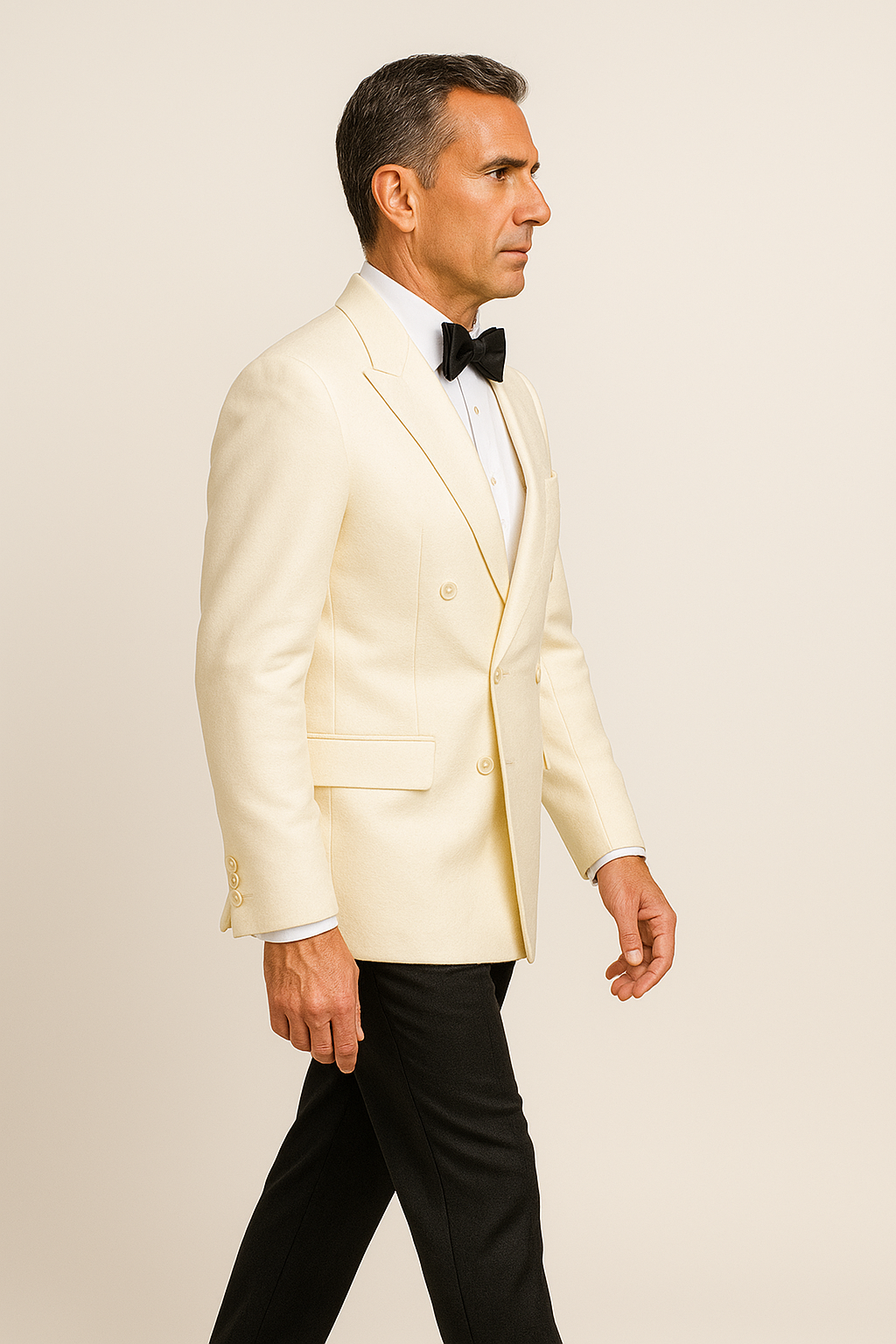 Ivory Double Breasted Tuxedo Dinner Jacket