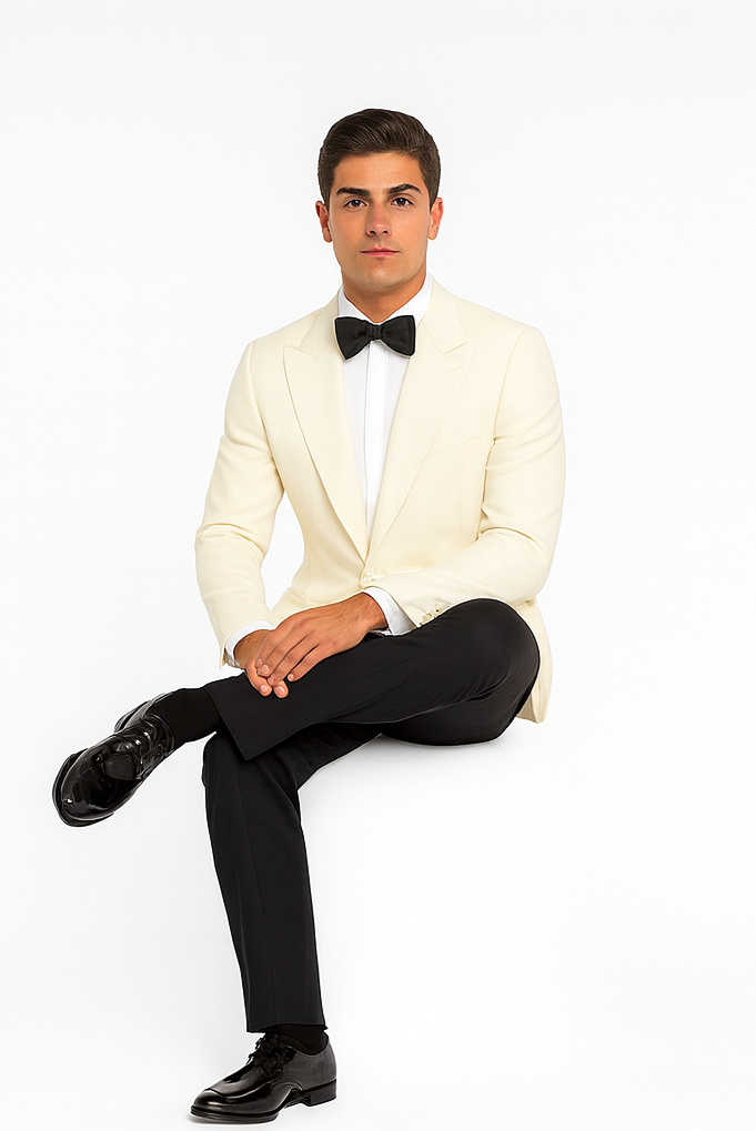 Men's James Bond Outfit Dinner Two Piece Ivory Tuxedo