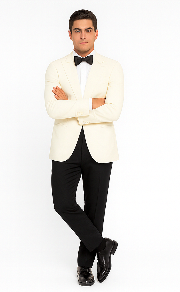 Men's James Bond Outfit Dinner Two Piece Ivory Tuxedo