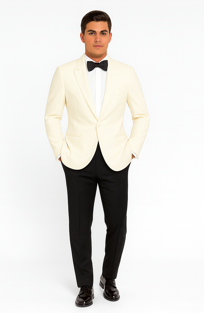 Men's James Bond Outfit Dinner Two Piece Ivory Tuxedo