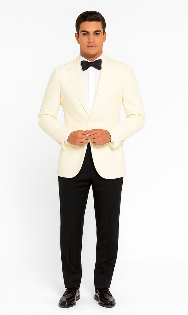 Men's James Bond Outfit Dinner Two Piece Ivory Tuxedo